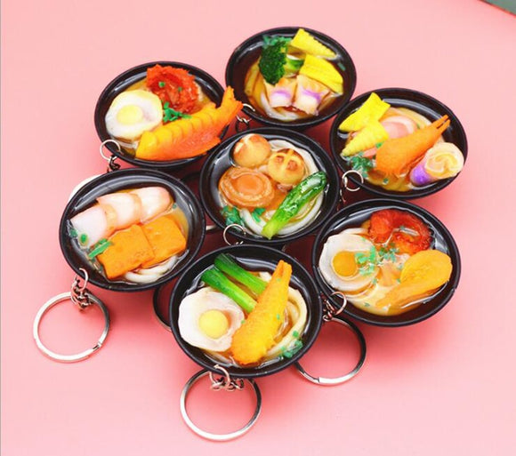 Noodles Keychain Key Ring Food Kitchen Props
