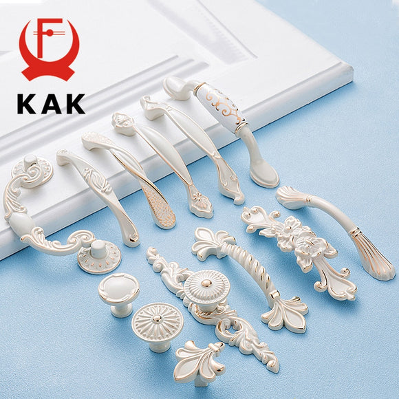 KAK Zinc Alloy Ivory White Cabinet Handles - European Fashion
