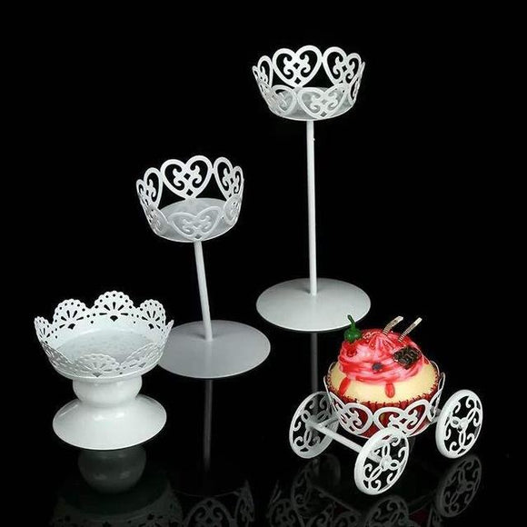 Today's Deal - $24 OFF 4pcs/set White Lace Mini Cupcake Stand Metal