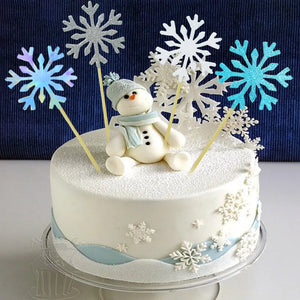 Festive Delight: 20pcs Ice Snowflake Cupcake Toppers