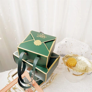 Chic Bronzing Paper Boxes with Leather Rope - Set of 5