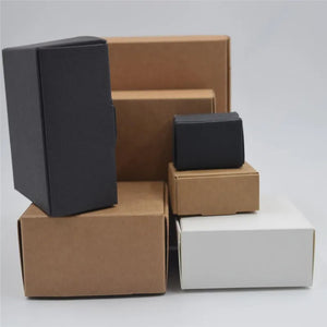 Unveil Elegance: Set of 50 Black, Brown, & White Kraft Gift Boxes
