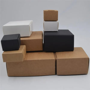 Unveil Elegance: Set of 50 Black, Brown, & White Kraft Gift Boxes