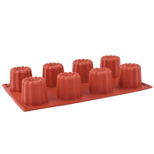 8 Cups Big Caneles Silicone Mold - Red