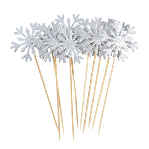 Festive Delight: 20pcs Ice Snowflake Cupcake Toppers