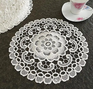 Round Rose Flower Embroidery Table Mat - Festive Decor Delight