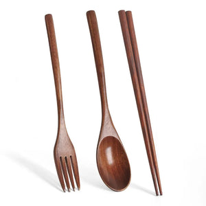 Natural Wooden Spoon and Fork Set