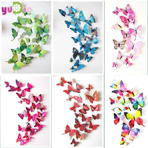 12pcs Mirror Sliver 3D Butterfly Wall Stickers