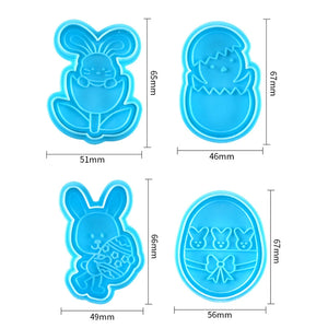 Easter Delights: 4Pcs Cookie Cutter Mold Set