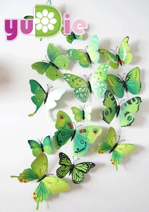 12pcs Mirror Sliver 3D Butterfly Wall Stickers
