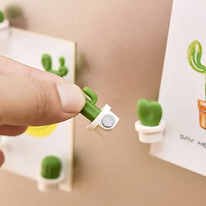 Charming Cactus Magnet Decor Set - 3D Cartoon Delight