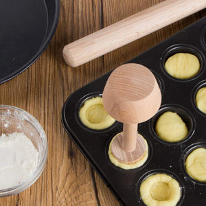 Portable Wooden Egg Tart Tamper - Double-Sided Pastry Pusher