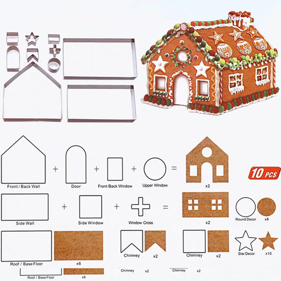 Festive Magic: Stainless Steel Gingerbread House Mold Set