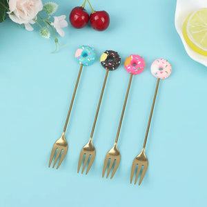 Sweet Delights: Set of 4 Stainless Steel Donuts Spoon Collection