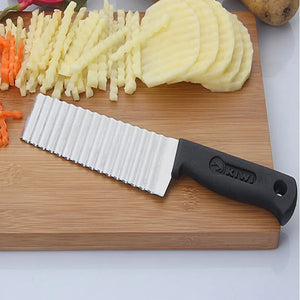 Stainless Steel Potato Chip Slicer Knife - Crinkle Cut Delight