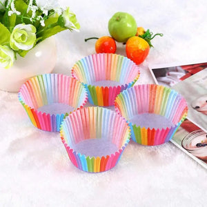 100Pcs Rainbow Paper Cake Cupcake Liners - Baking Accessories