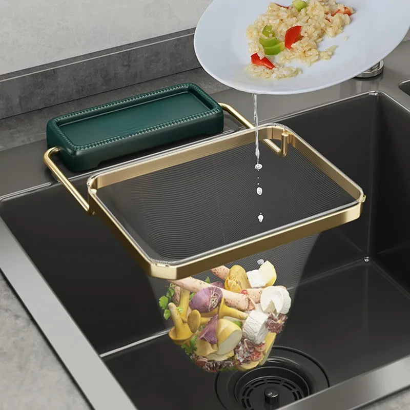 Sink Filter Rack: Kitchen Foldable Strainer Mesh Bag
