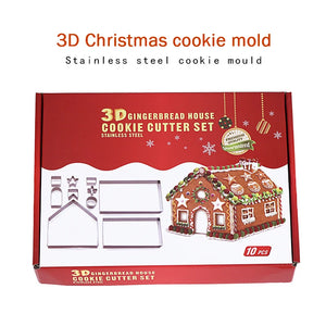 Festive Magic: Stainless Steel Gingerbread House Mold Set