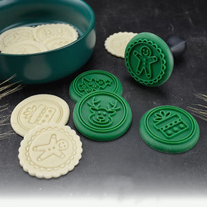 5Pcs Christmas Cookie Stamp Mould - Festive Baking Delight