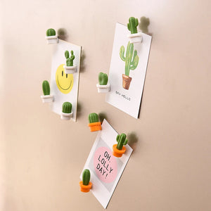 Charming Cactus Magnet Decor Set - 3D Cartoon Delight