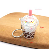 Cute Ice Cream Coffee Keychain Boba Bubble Drinks Keychain