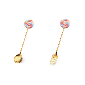 Sweet Delights: Rainbow Lollipop Stainless Steel Utensils