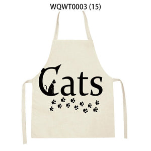 Chef's Charm: Cartoon Cute Cat Cotton Linen Kitchen Apron