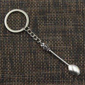 Vintage Crown Keychain with Kitchen Spoon Charm