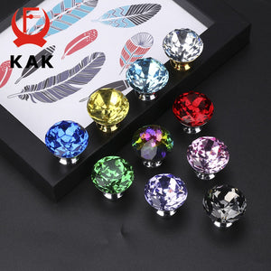 KAK 30mm Colorful Crystal Glass Knobs - Set of 1