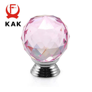 KAK 30mm Crystal Glass Knobs Cabinet Handles Colorful Crystal Ball Cupboard Pulls Drawer Knobs
