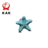 KAK Starfish Ceramic Drawer Knobs Cabinet Pulls Kitchen Handles Cartoon Furniture Handle for Kids