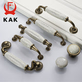 KAK Antique Bronze Crack Design Ceramic Cabinet Handles Zinc Alloy Drawer Knobs Wardrobe Door Handle European