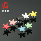 KAK Starfish Ceramic Drawer Knobs Cabinet Pulls Kitchen Handles Cartoon Furniture Handle for Kids