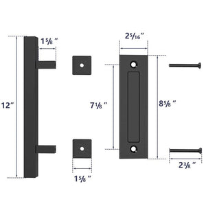 KAK 12" Heavy Duty Pull and Flush Door Handle Set Sliding Barn Door Handle Large Rustic Two-Side Design Door Handle Hardware
