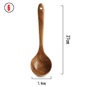 Nature's Charm: Teak Natural Wood Tableware Spoon