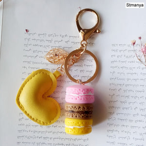 Macarons with Eiffel Tower Keychain Key Ring