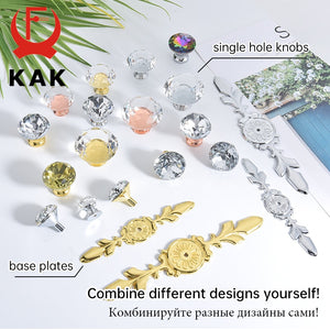 KAK Gold Diamond Crystal Glass Cabinet Knobs and Handles