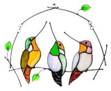 Acrylic Stained Bird Panel Glass Window Hanging Wall Decor Mini Home Ornaments Parrot Birds