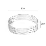 5-20 CM Round Perforated Tart Ring, Stainless Steel, Breathable.