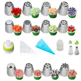 8 /13 Set Russian Tulip Icing Piping Nozzles Stainless Steel Flower Cream Pastry Tips Nozzles Bag