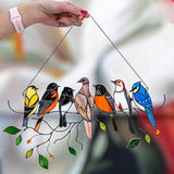 Acrylic Stained Bird Panel Glass Window Hanging Wall Decor Mini Home Ornaments Parrot Birds