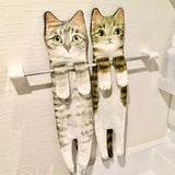 1pc Cute Cat Hand Towels Kitchen Bathroom Hand Towel Ball with Hanging Loops Quick Dry Soft Absorbent Microfiber