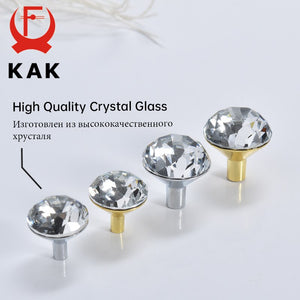 KAK Gold Diamond Crystal Glass Cabinet Knobs and Handles