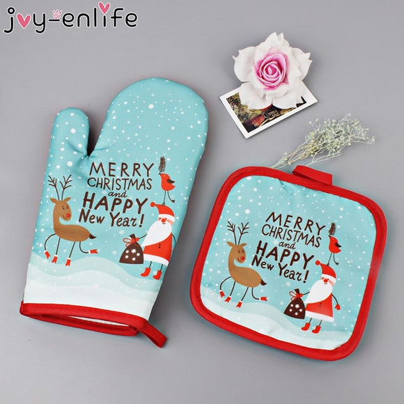 Festive 2Pcs Christmas Oven Mitts for Holiday Baking