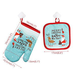 Festive 2Pcs Christmas Oven Mitts for Holiday Baking