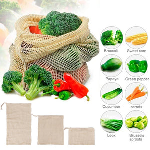 Cotton Mesh Vegetable Bags - Reusable, Eco-Friendly, and Stylish