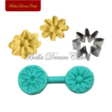 4 Style Flower Petal Veiner Silicone Molds With Stainless Steel Cutter