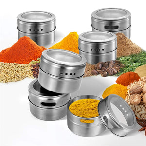 Magnetic Magic: 6 Pcs Wall Mountable Magnetic Spice Jars