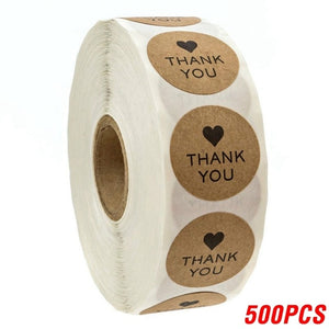100-500pcs Round Natural Kraft Handmade Stickers