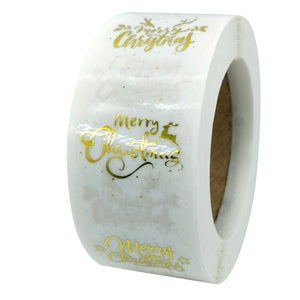 Rose Gold Merry Christmas Stickers - Festive Sealing Labels